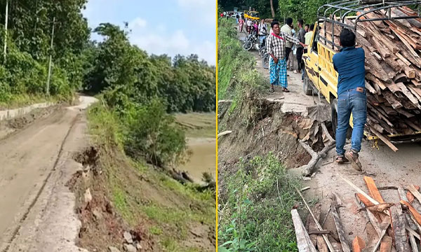 দেবতাখুমের প্রবেশপথে ভাঙন, দুর্ভোগে ভ্রমণপিপাসুরা